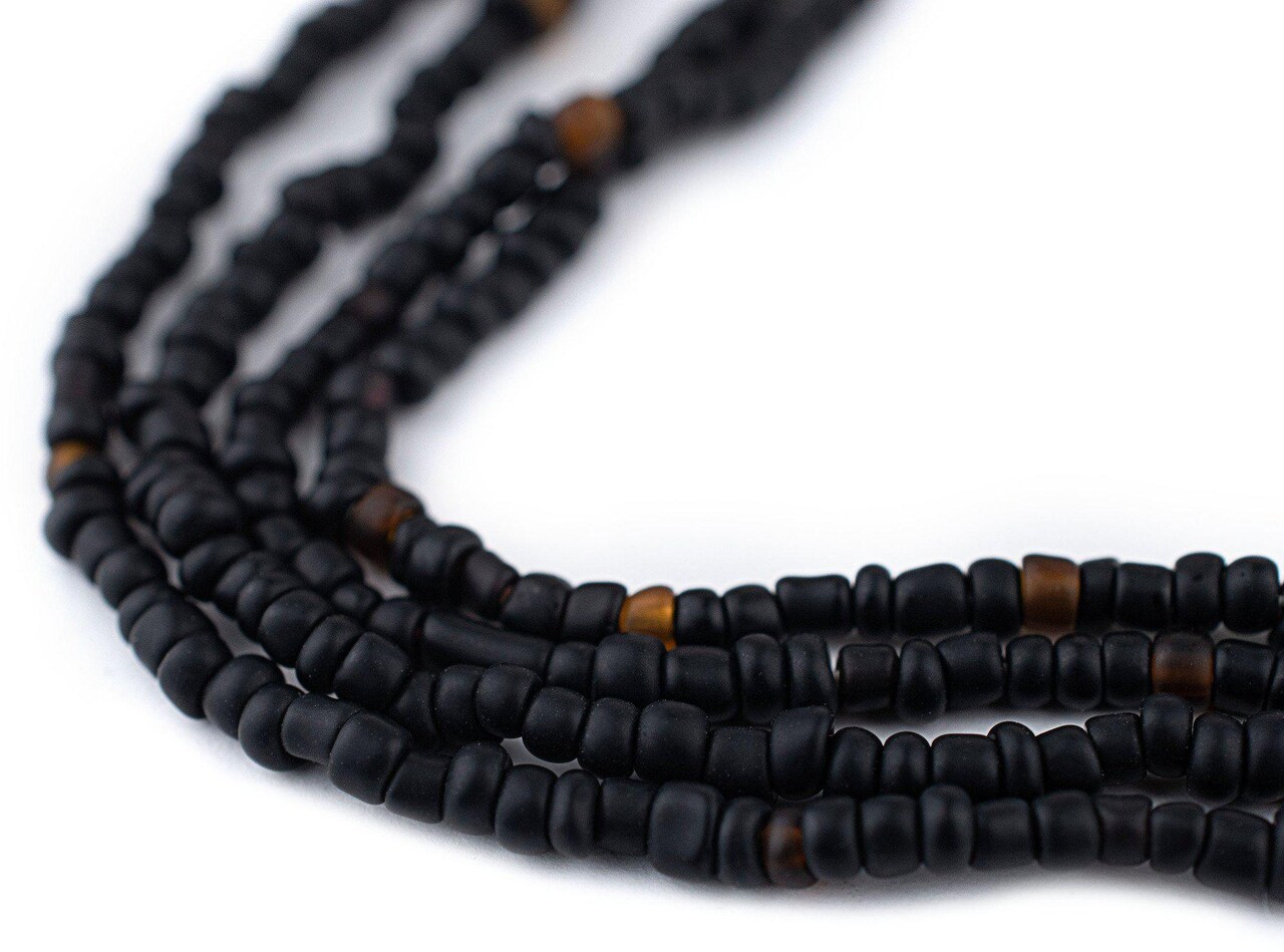 The Bead Chest Black Matte Glass Seed Beads (3mm) - 24 inch Strand of Quality Glass Beads